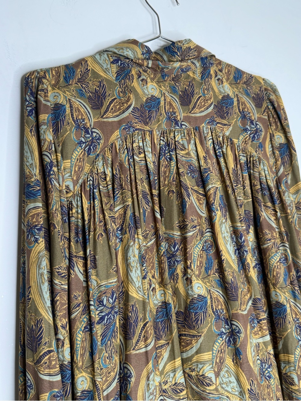 Free People Paisley Modern Muse Button Down Top Size L Sheer Boho Feminine - Picture 10 of 11